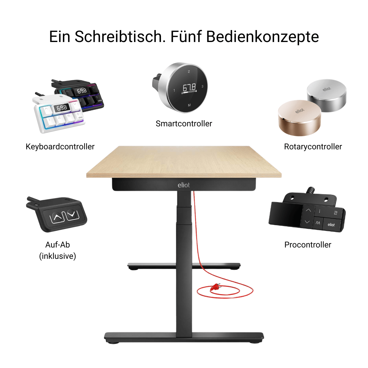 Eliot Pro Black Tischplatte Eiche Multiplex 180x80cm - Eliot Onlineshop
