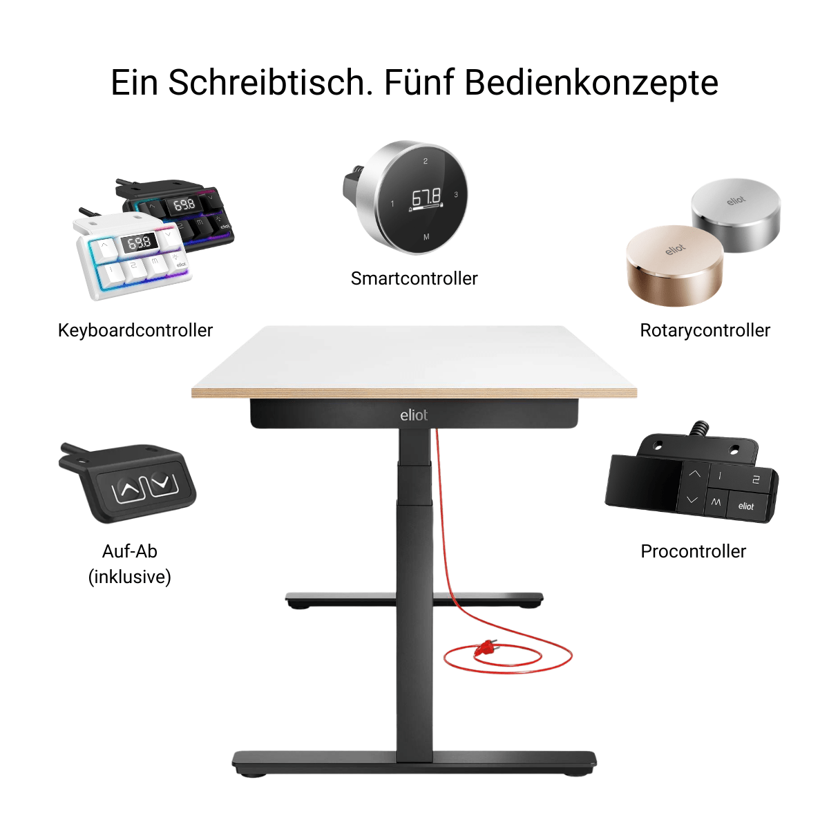 Eliot Pro Black Tischplatte Multiplex Fenix Bianco 180x80cm - Eliot Onlineshop