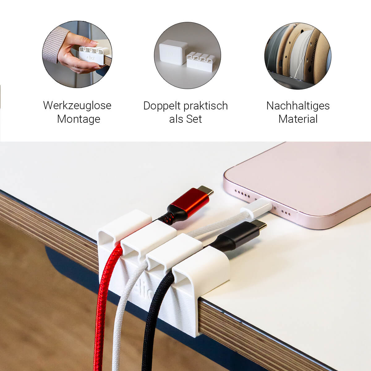 Kabelführung Cablefix White - Eliot Onlineshop