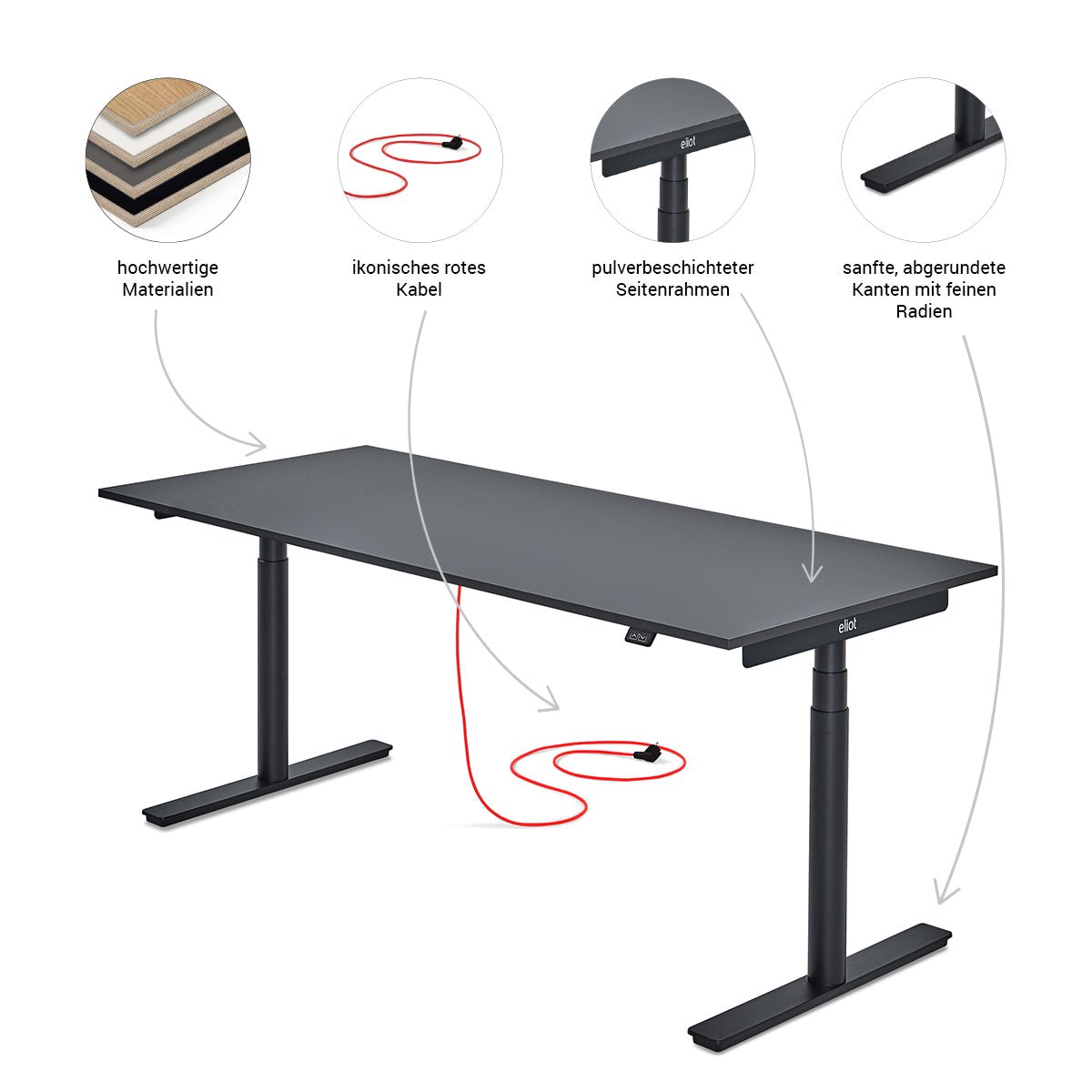 Original Black mit Tischplatte Soft Graphite - Eliot Onlineshop