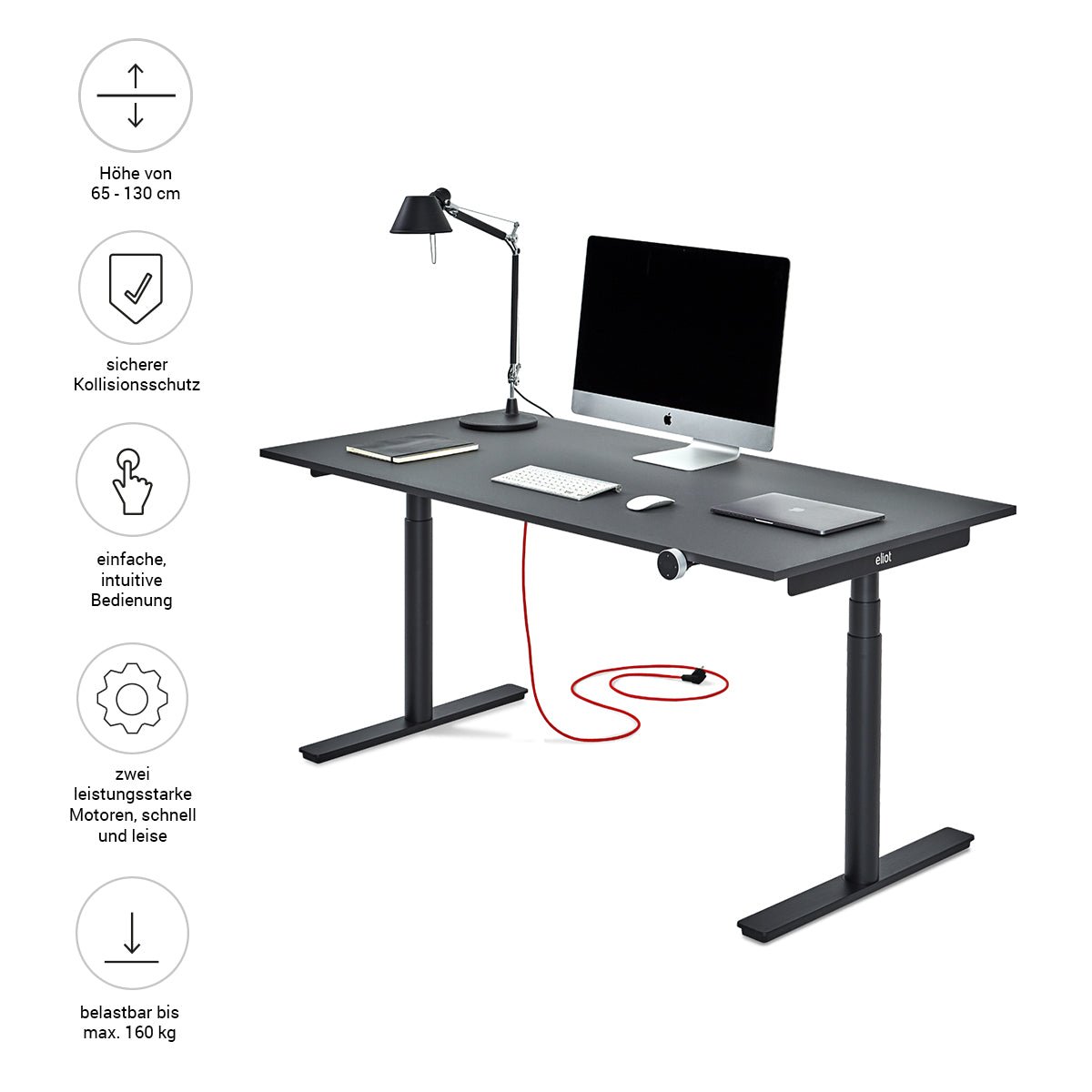 Original Black mit Tischplatte Soft Graphite - Eliot Onlineshop