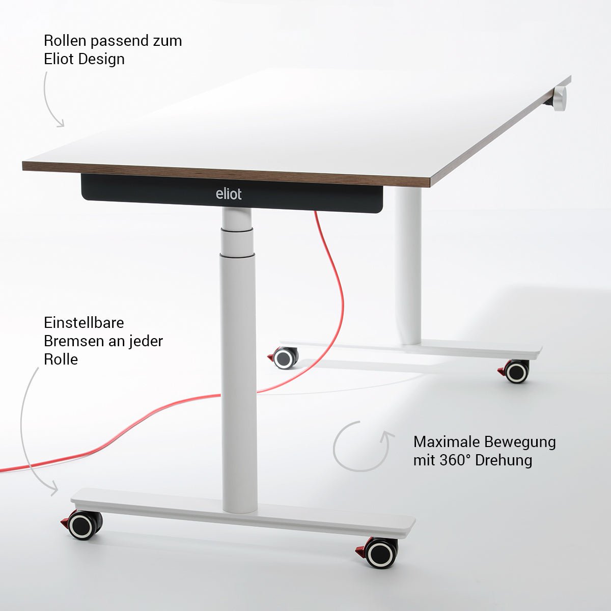 Rollen für Eliot Schreibtische Red - Eliot Onlineshop